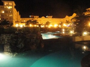 Riu pool and resort at night