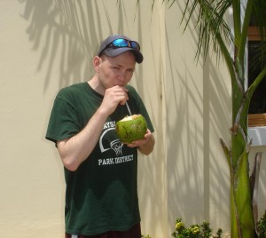 Tim had to have some coconut water