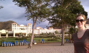 Janie on Riu beach with resort