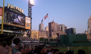 Great view of downtown beyond the outfield wall