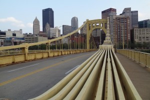 Downtown Pittsburgh view from Warhol Bridge